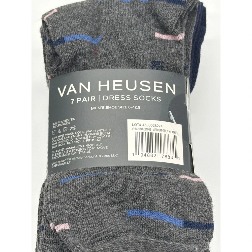 Van Heusen Mens 7 Pair Premium Dress Socks Black Navy Grey Wicking VHM251DR01002